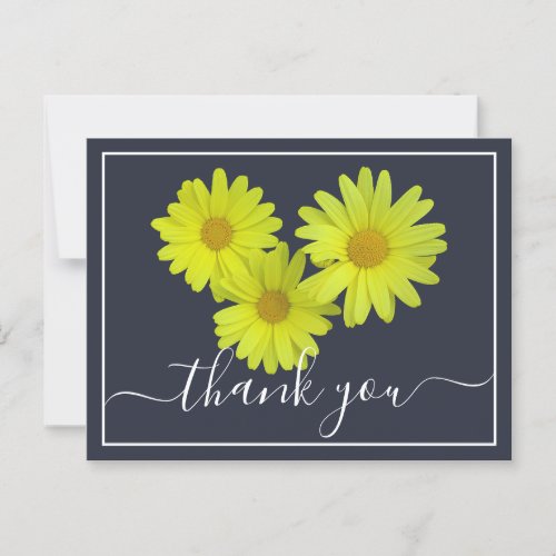 Yellow Daisies Colorful Navy Background Thank You Postcard