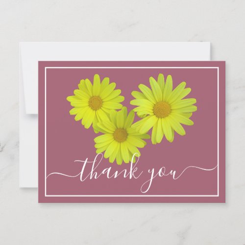 Yellow Daisies Colorful Pink Background Thank You Postcard