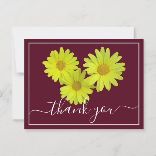 Yellow Daisies Colorful Wine Background Thank You Postcard
