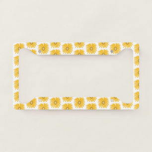Yellow Daisies Cute Colorful Handmade Boho License Plate Frame