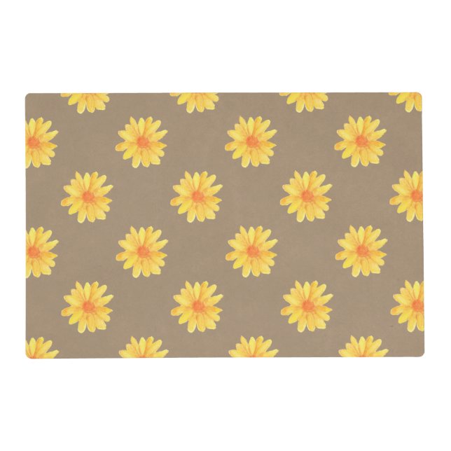 Yellow Daisies on Faux Kraft Paper Placemat (Front)