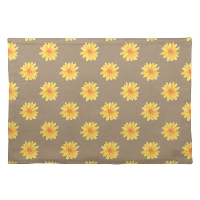 Yellow Daisies on Kraft Paper Placemats (Front)