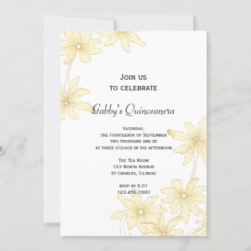 Yellow Daisies Quinceanera Party Invitation