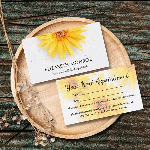 Yellow Daisies Salon Hair Stylist Appointment Card