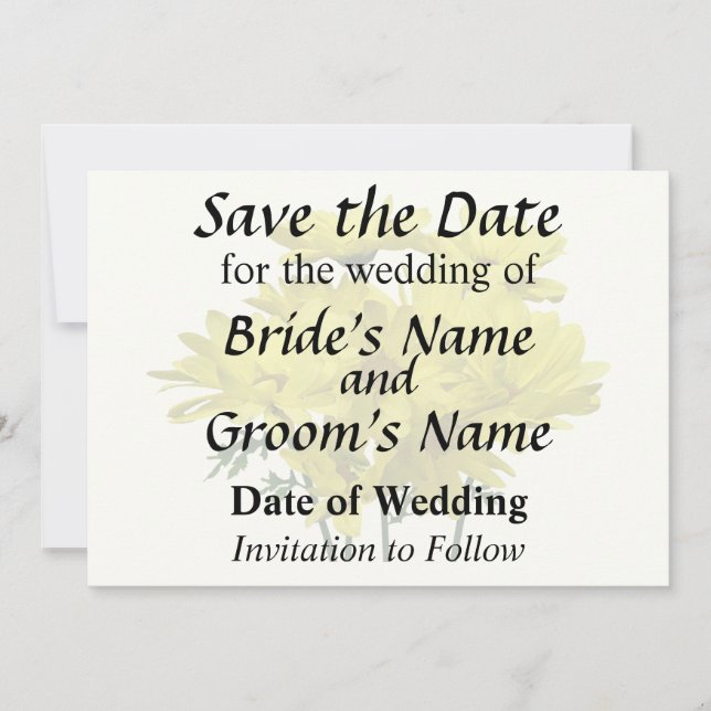 Yellow Daisies Save The Date (Front)