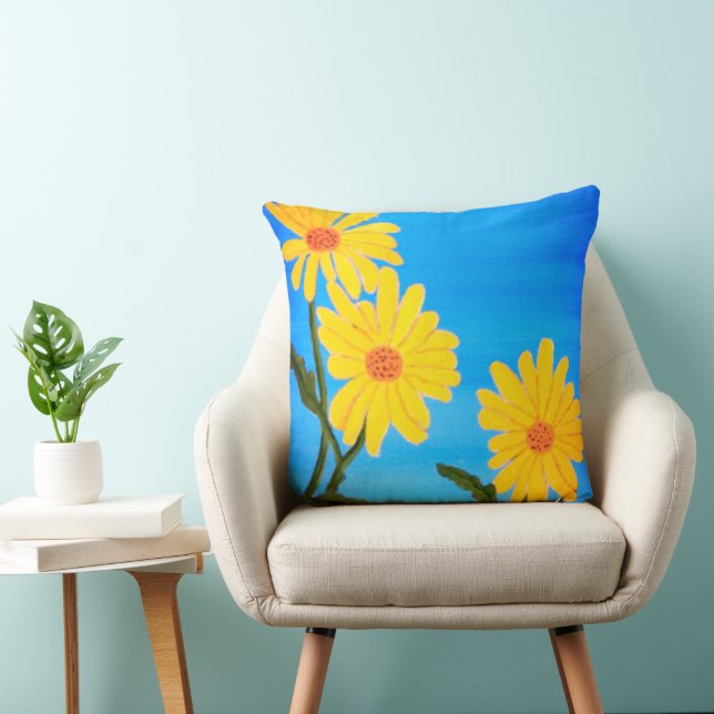 Yellow Daisies Throw Pillow (Chair)