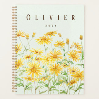 yellow daisies watercolour painting planner