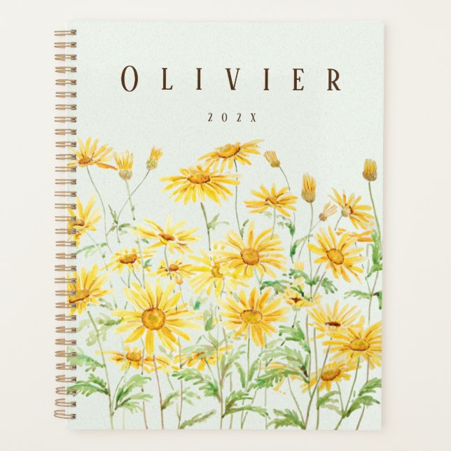 yellow daisies watercolour painting  planner (Front)