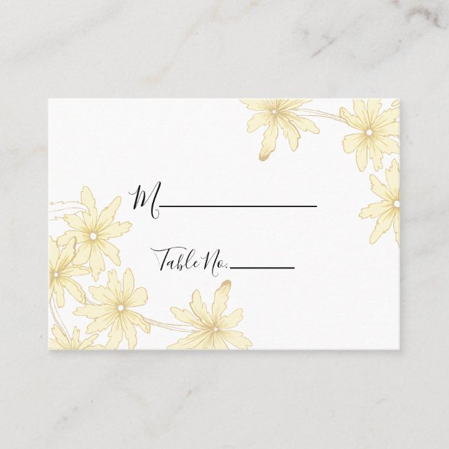 Yellow Daisies Wedding Place Cards (Front)