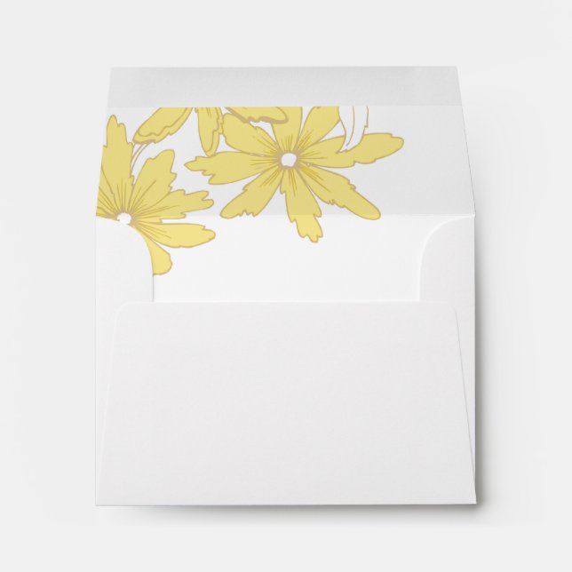 Yellow Daisies Wedding RSVP Response Card Envelope (Back (Bottom))