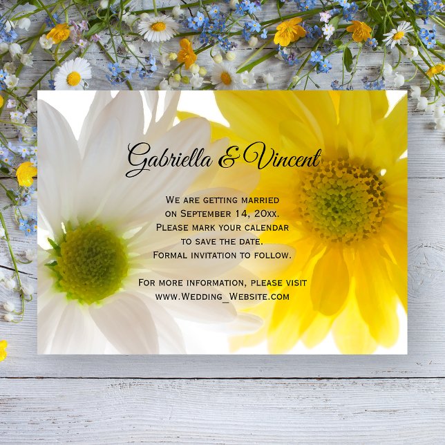 Yellow Daisies Wedding Save the Date Announcement (Creator Uploaded)