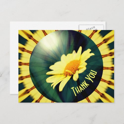 Yellow Daisy Abstract Floral Thank You Postcard