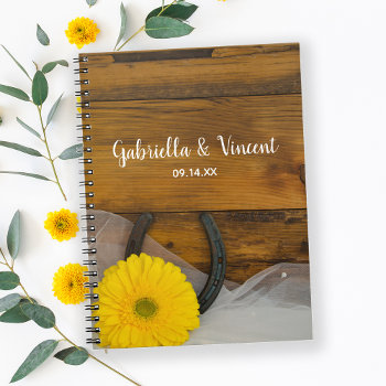 Yellow Daisy And Horseshoe Country Western Wedding Notebook by loraseverson at Zazzle