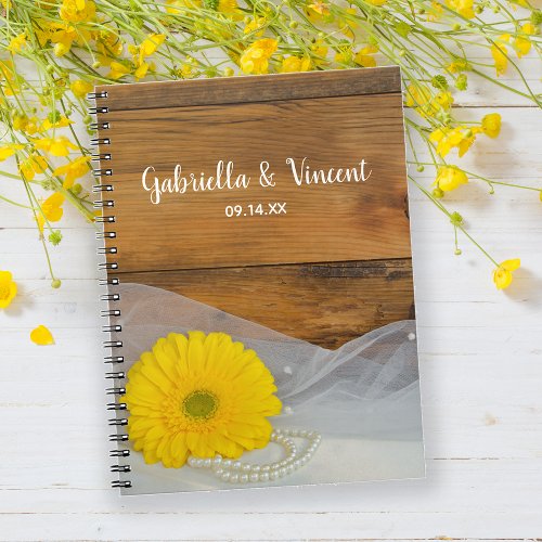 Yellow Daisy and Pearls Country Barn Wedding Notebook