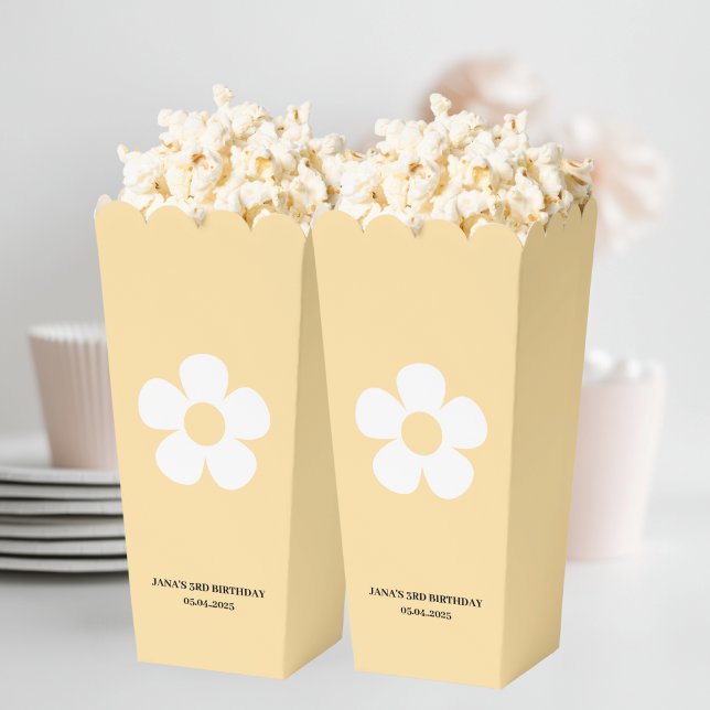 Yellow Daisy Birthday  | Elegant Popcorn Favor Boxes (Creator Uploaded)