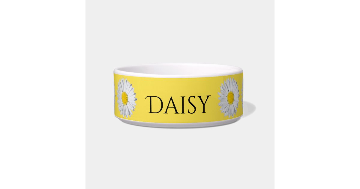 Yellow Daisy Blooms Personalized Pet Dish Zazzle