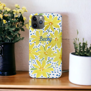 Yellow Daisy Bouquet with Blue Dots iPhone 11 Pro Case