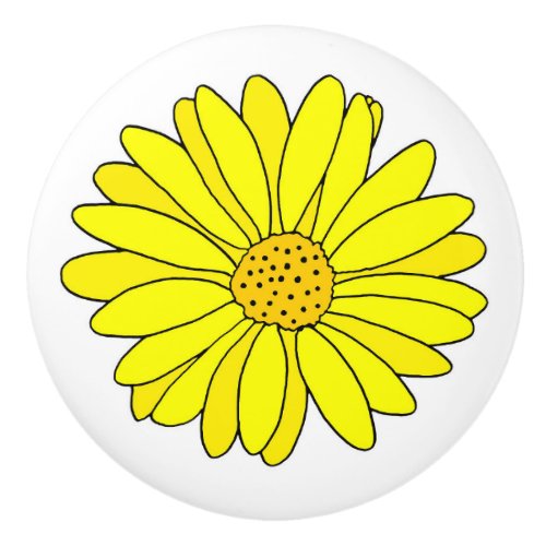 Yellow Daisy   Ceramic Knob