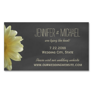 Yellow Daisy Chalkboard Rustic Save The Date Magnetic Business Card
