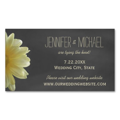 Yellow Daisy Chalkboard Rustic Save The Date Magnetic Business Card