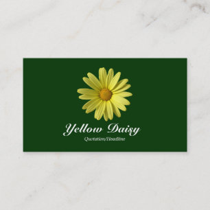 Yellow Daisy - Dark Green Business Card