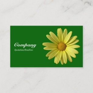 Yellow Daisy - Deep Grass Green Business Card