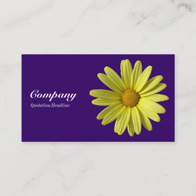Yellow Daisy - Deep Purple Business Card (Front)