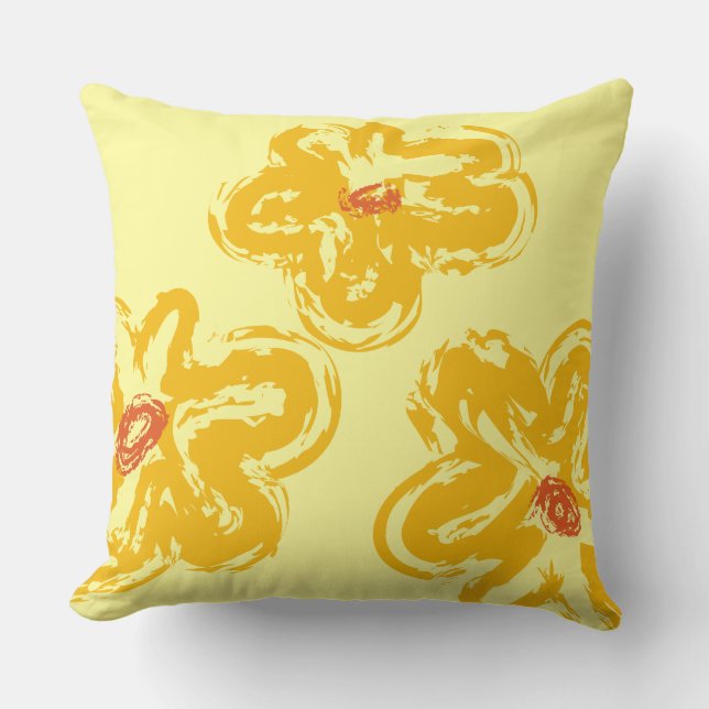 YELLOW DAISY DESIGN Retro Throw Pillow (Front)