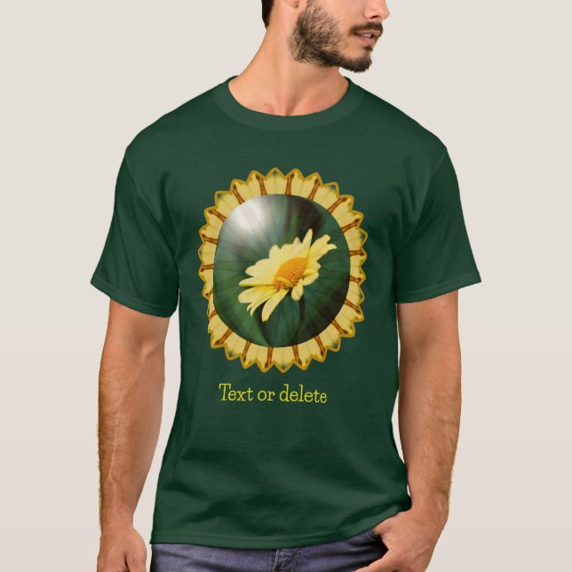 Yellow Daisy Floral Abstract Art Personalized T-Shirt (Front)
