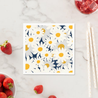 Yellow Daisy Floral Pattern Garden Party Napkins