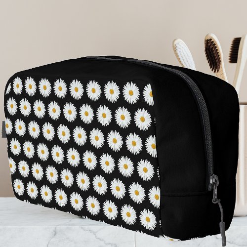 Yellow Daisy Floral Pattern on Black Dopp Kit