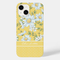 Yellow Daisy Floral Personalized Script Name
