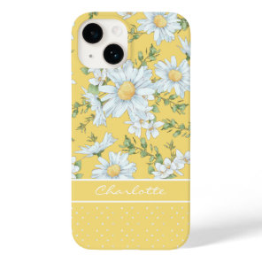 Yellow Daisy Floral Personalized Script Name Case-Mate iPhone 14 Case