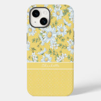 Yellow Daisy Floral Personalized Script Name