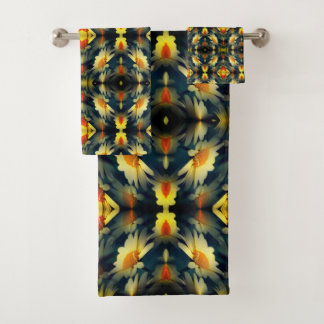Yellow Daisy Flower Abstract Bath Towel Set