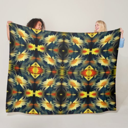 Yellow Daisy Flower Abstract  Fleece Blanket