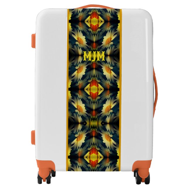Yellow Daisy Flower Abstract Monogram Luggage (Front)