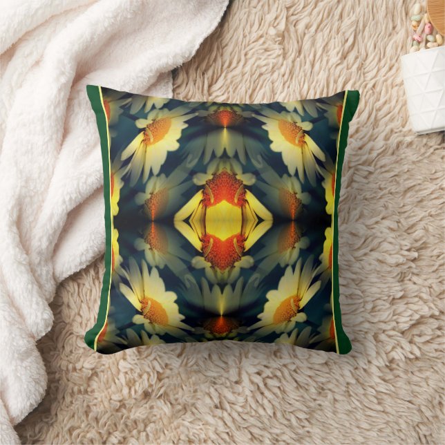 Yellow Daisy Flower Abstract Nature Art Throw Pillow (Blanket)