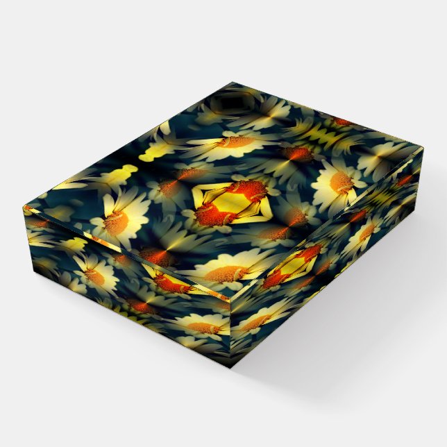 Yellow Daisy Flower Abstract  Paperweight (Angled)