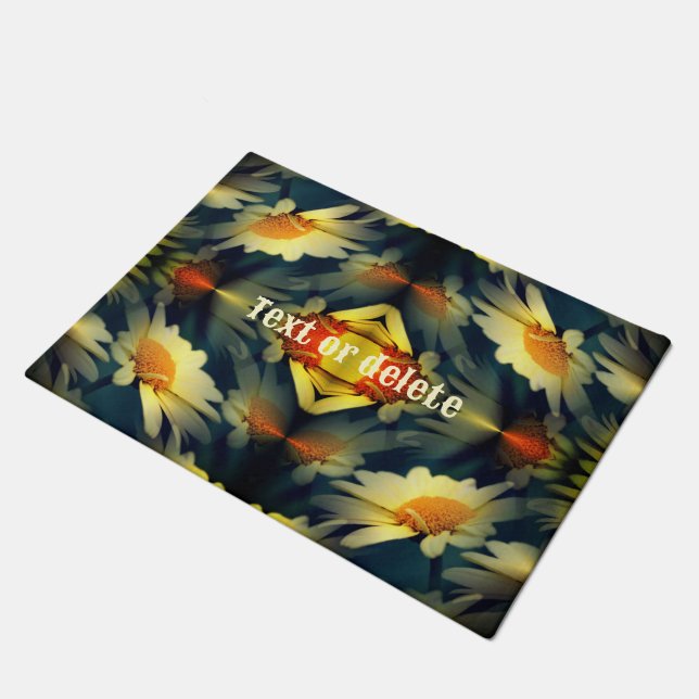 Yellow Daisy Flower Abstract Personalized Doormat (Angled)