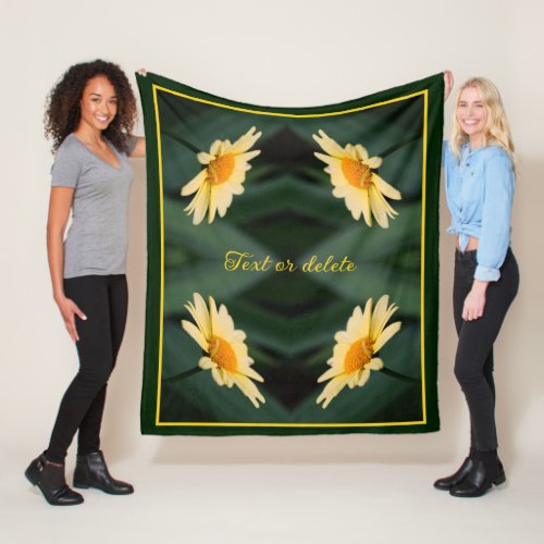 Yellow Daisy Flower Abstract Personalized Fleece Blanket