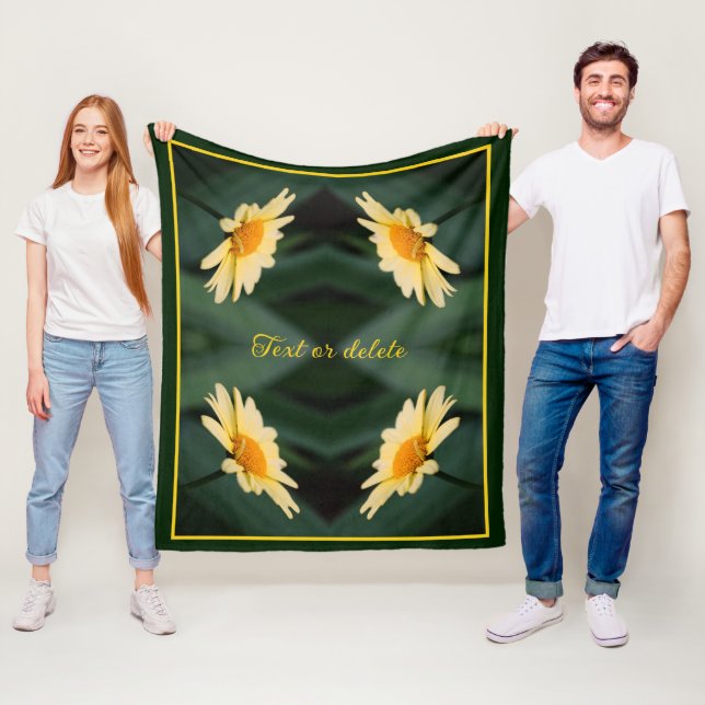 Yellow Daisy Flower Abstract Personalized Fleece Blanket (In Situ)