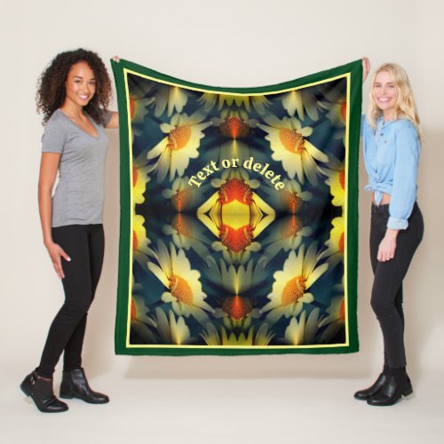 Yellow Daisy Flower Abstract Personalized Fleece Blanket
