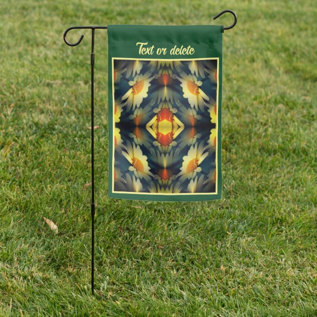 Yellow Daisy Flower Abstract Personalized Garden Flag (In SItu)