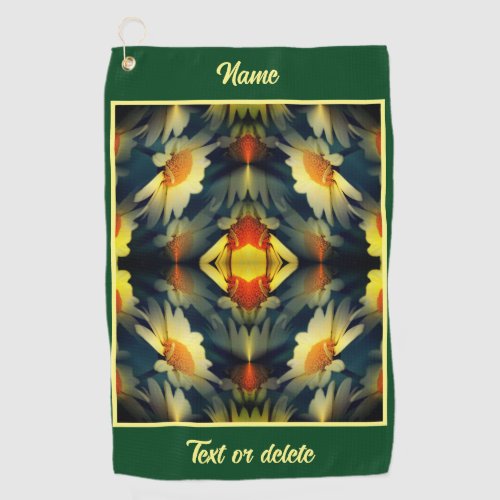 Yellow Daisy Flower Abstract Personalized Golf Towel