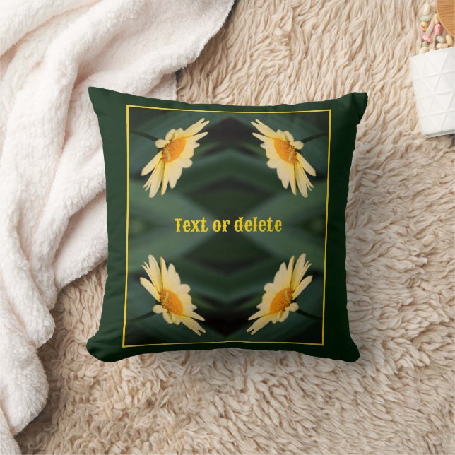 Yellow Daisy Flower Abstract Personalized Throw Pillow (Blanket)