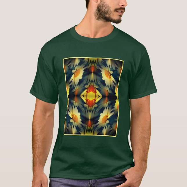 Yellow Daisy Flower Abstract  T-Shirt (Front)