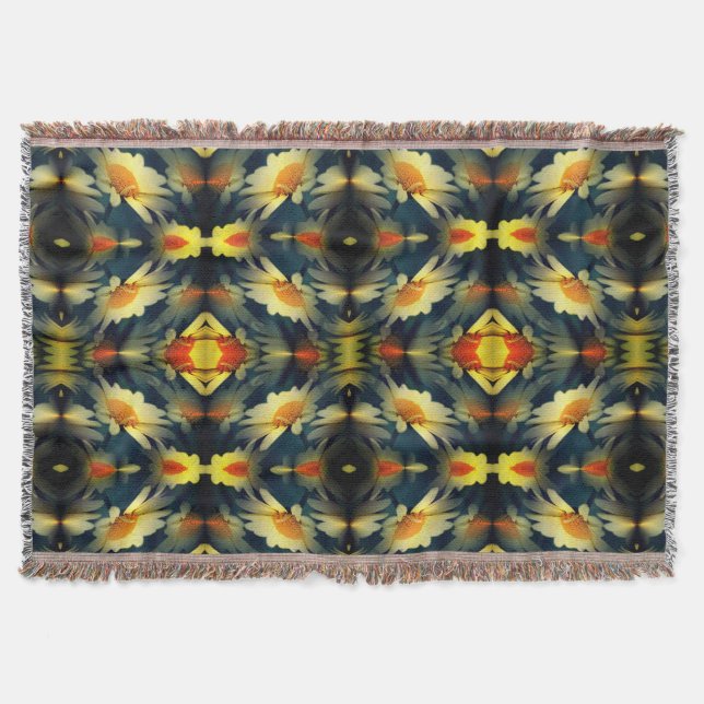 Yellow Daisy Flower Abstract  Throw Blanket (Front)