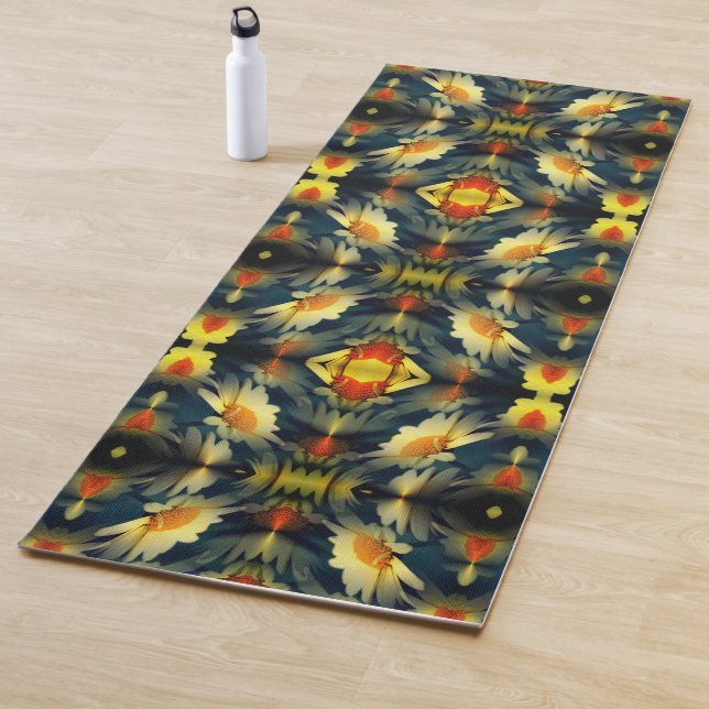 Yellow Daisy Flower Abstract  Yoga Mat (In Situ)