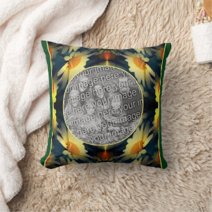 Yellow Daisy Flower Art Create Your Own Photo Throw Pillow